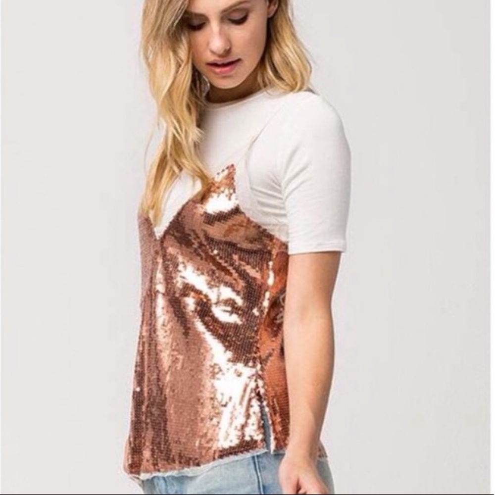 FREE PEOPLE Sassy Sequins Rose Cami - Picture 4 of 6